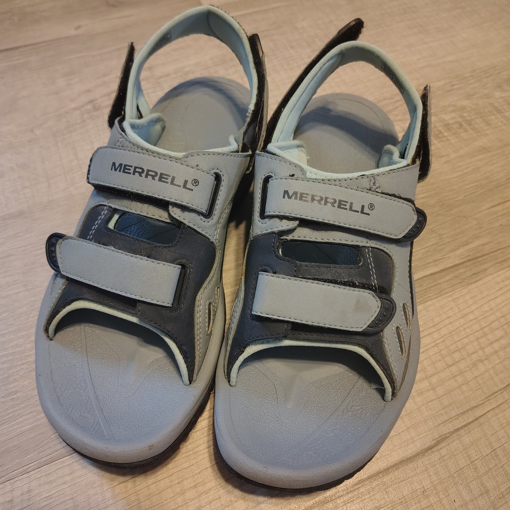 Merrell Womens Sport Sandals Grey Blue Adjustable Straps Hiking Walking Size 5